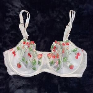 VS Dream Angels Push-Up Without Padding Cherry Strawberry Embroidered Lace Bra